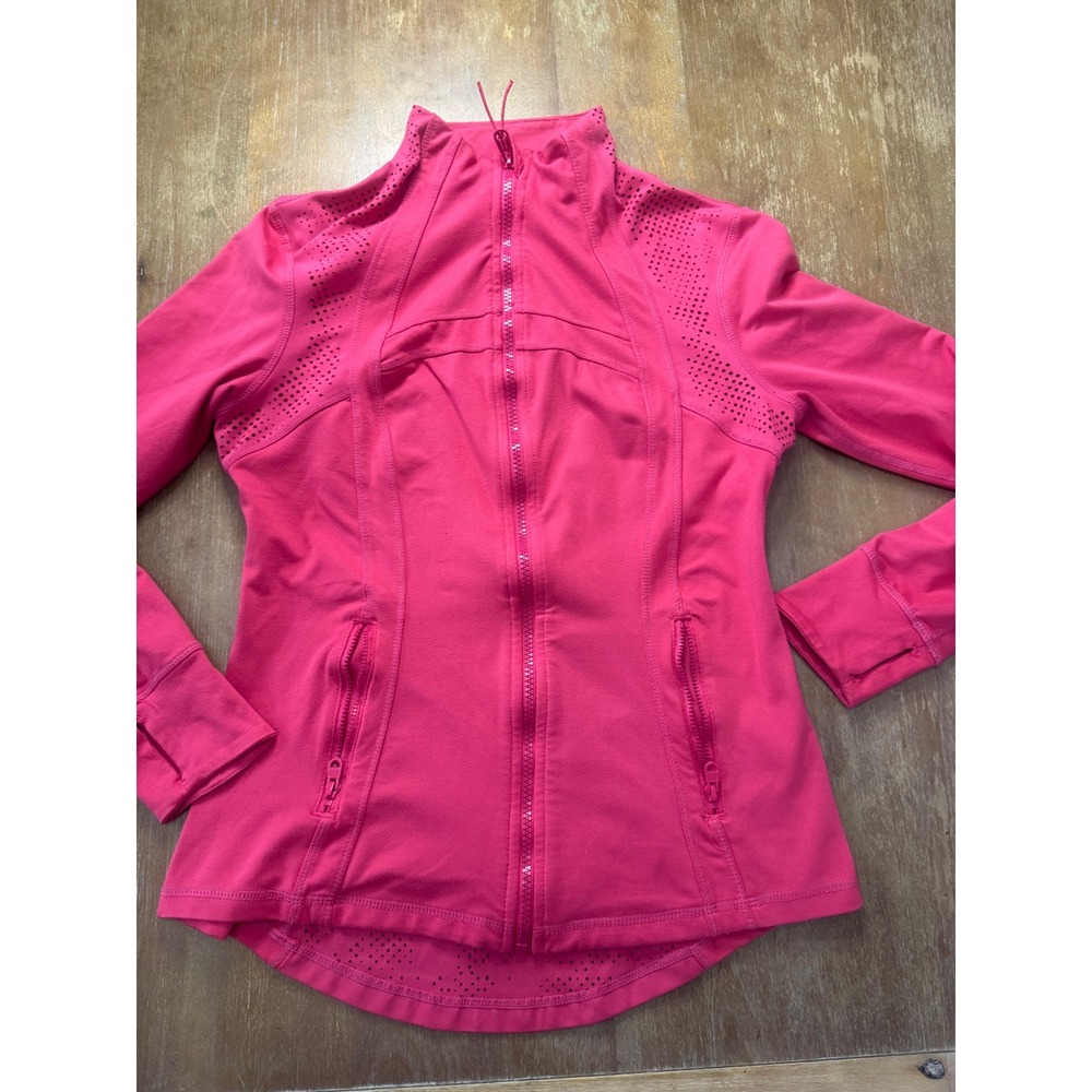 Tangerine Pink Full Zip Active Jacket Perforated Thumbholes Small RN83814